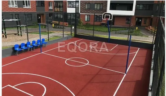 Бесшовное покрытие из резиновой крошки для баскетбольной площадки в Усть-Тарке